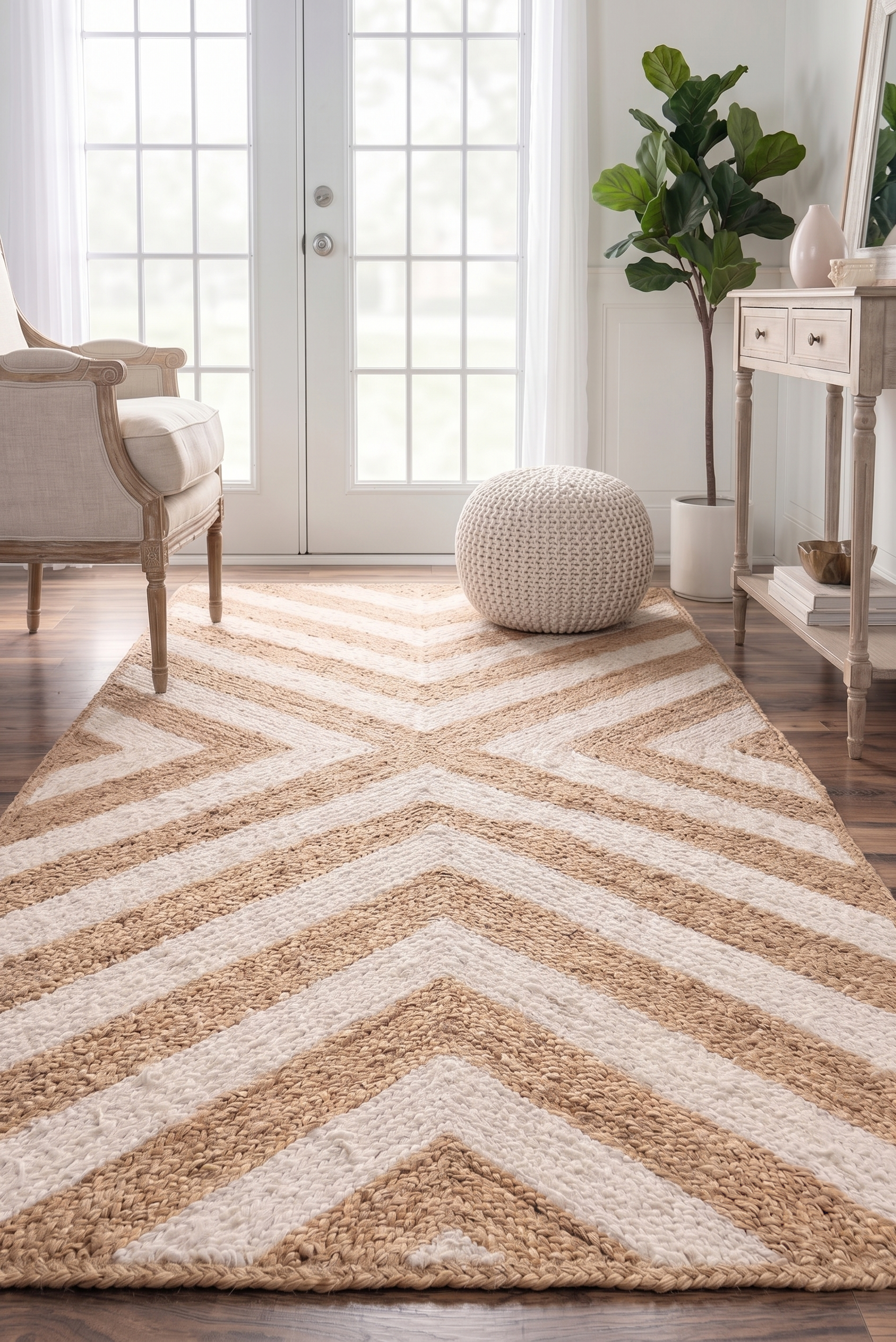 Natural Chevron Jute Rug
