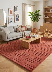 Terracotta Geometric 3D Wool Rug