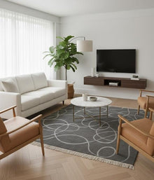 Charcoal Abstract Wool Rug