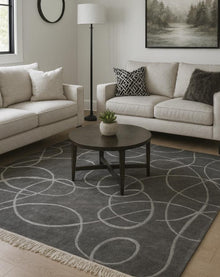 Charcoal Abstract Wool Rug