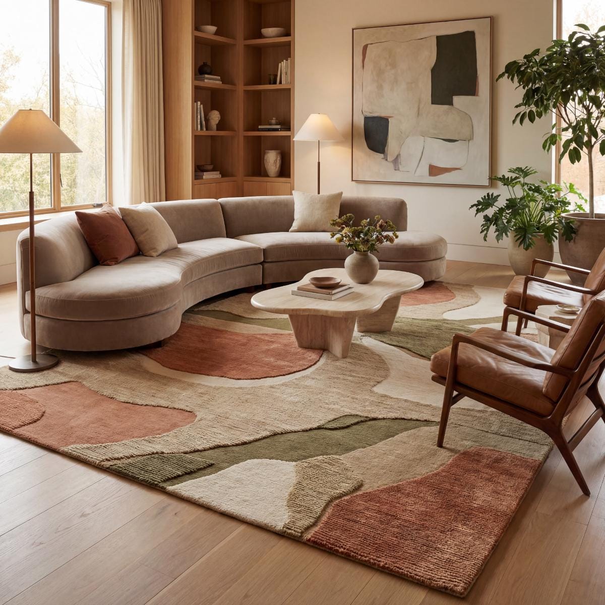 Sculptural Organic Hand Tufted Wool Rug