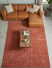 Terracotta Geometric 3D Wool Rug