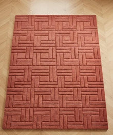 Terracotta Geometric 3D Wool Rug