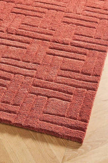 Terracotta Geometric 3D Wool Rug