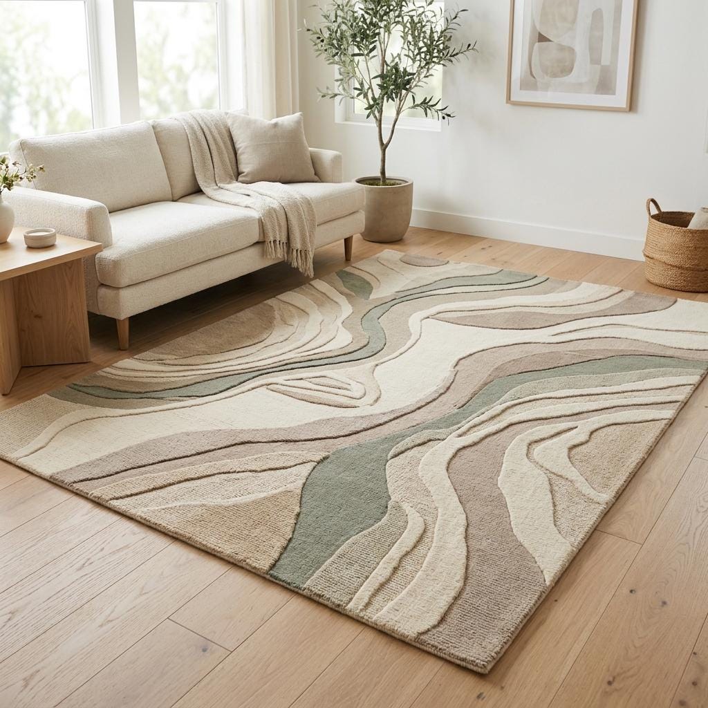 Organic Abstract Hand Tufted Rug