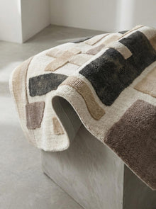Beige Geometric Wool Rug