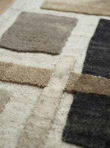 Beige Geometric Wool Rug