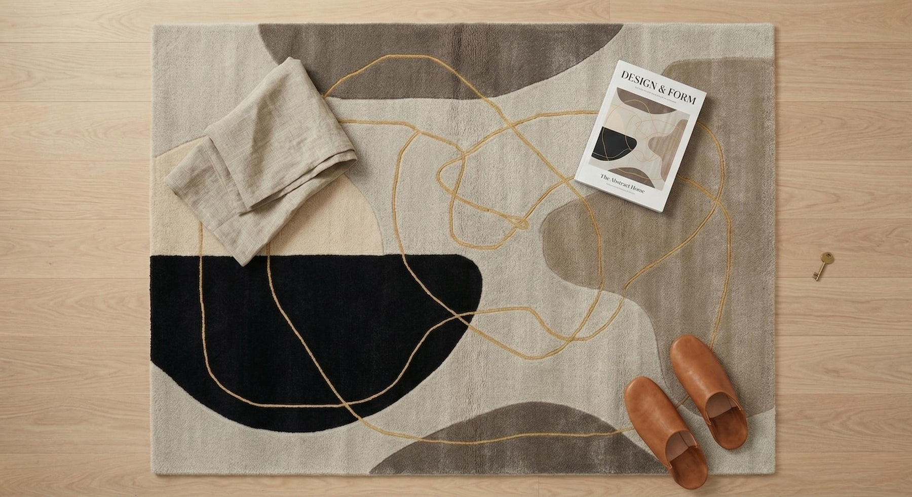 Neutral Abstract Hand Tufted Wool Rug