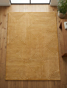 Mustard Geometric Hand Tufted Rug