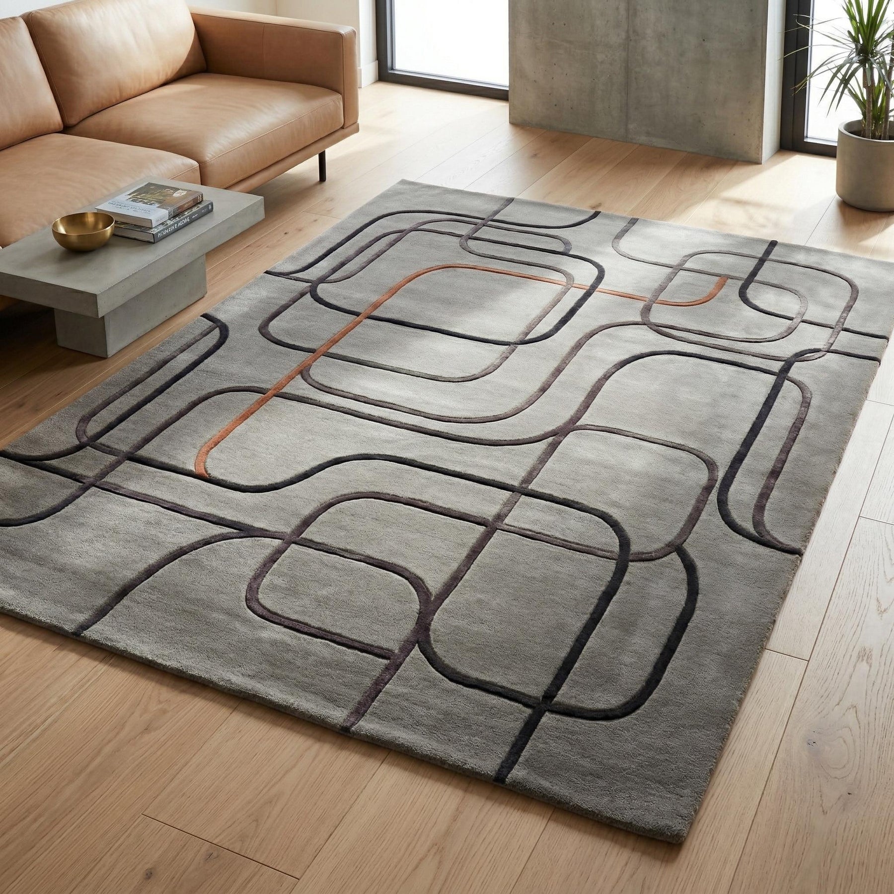 Geometric Wool and Viscose Rug