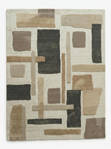 Beige Geometric Wool Rug