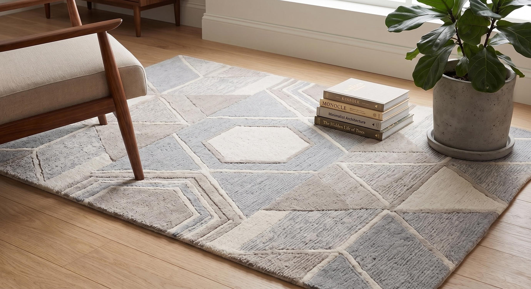Modern Geometric Hand Tufted Wool Rug
