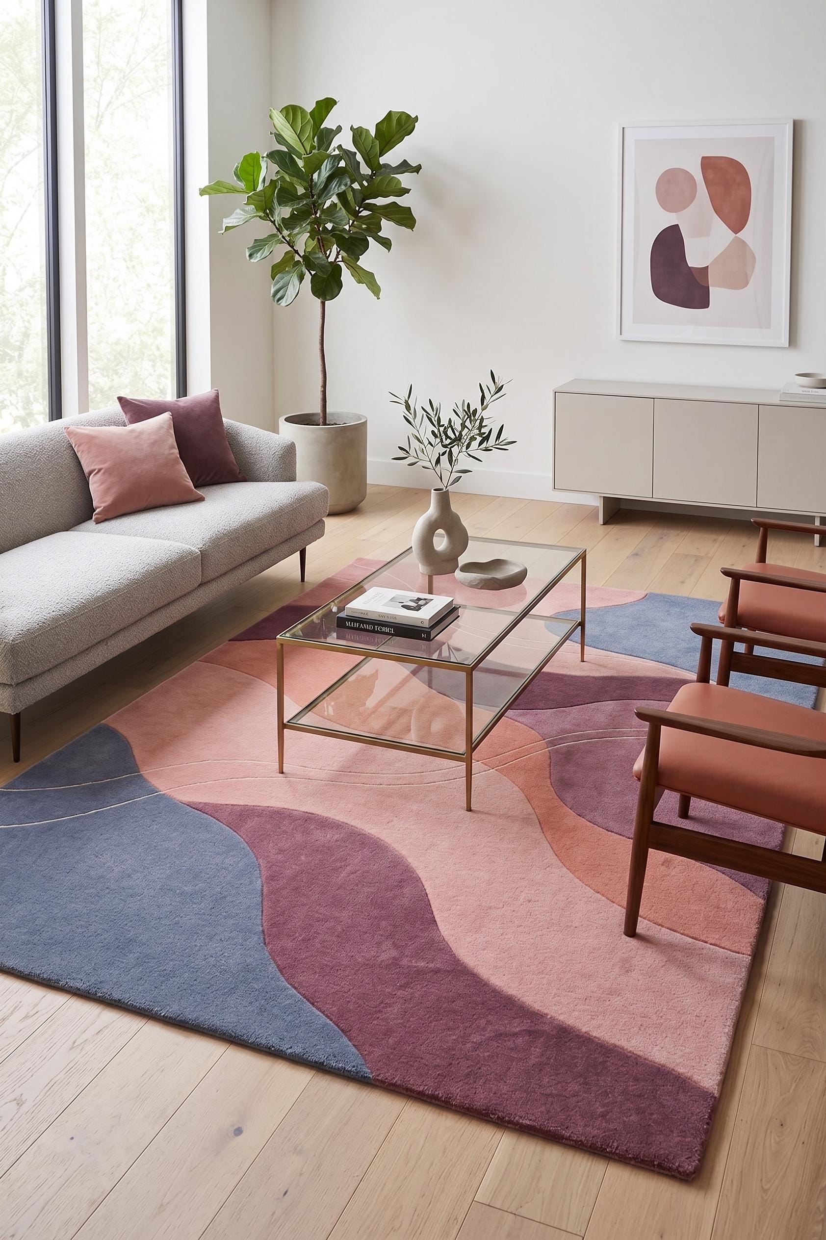 Blush Abstract Hand Tufted Wool Rug