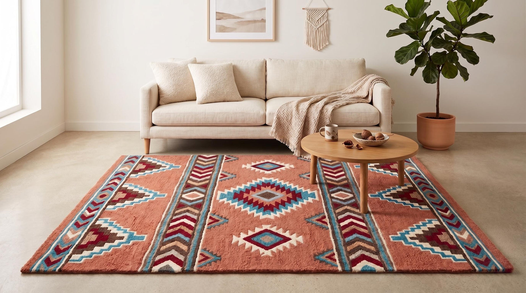 Terracotta Southwestern Wool Rug